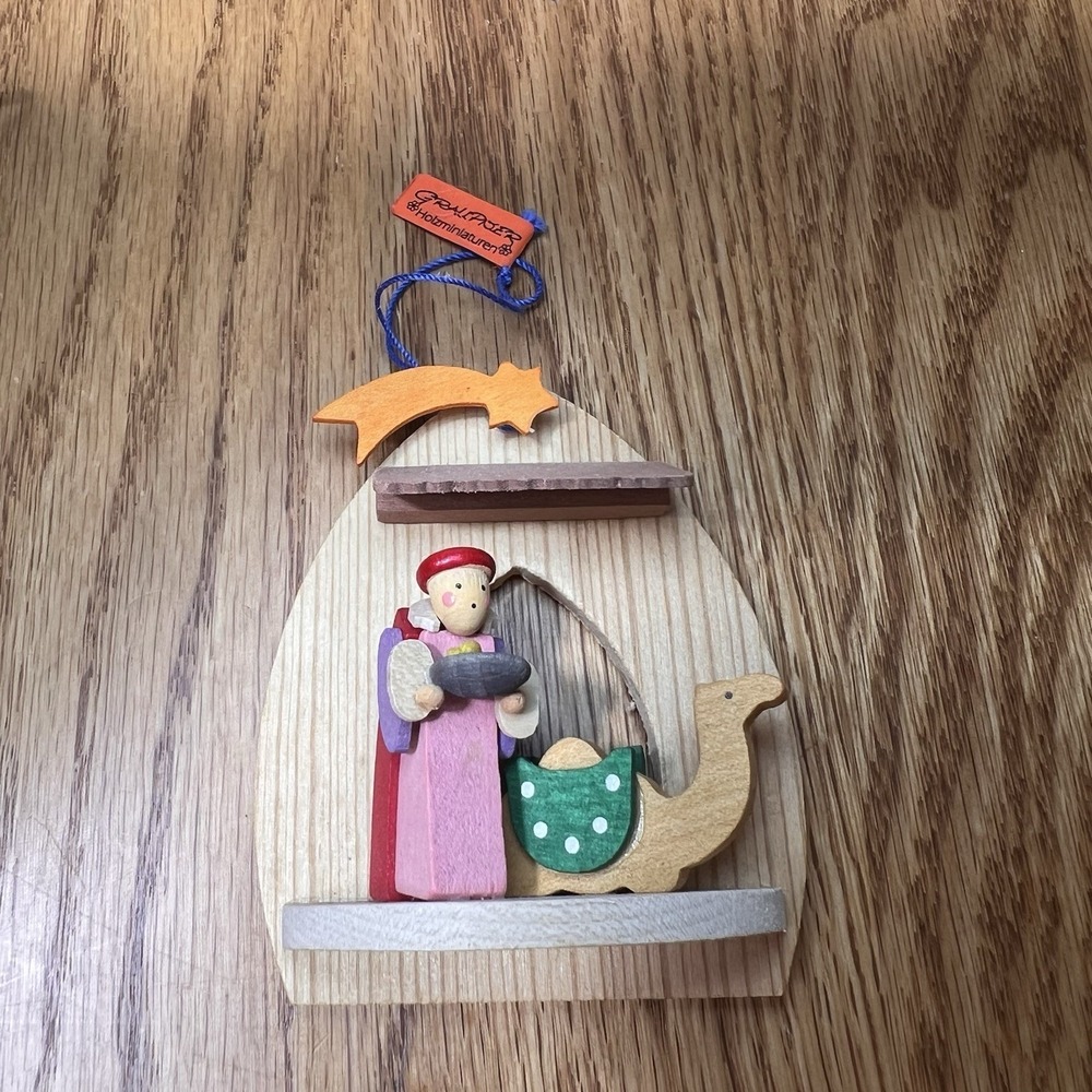 Vintage Erzgebirge Graupner Wood Camel Ornament German Christmas Handcrafted